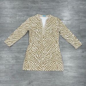 J. McLaughlin Boca Tunic Women’s XS Top 3/4 Sleeve Zebra Print Catalina Cloth